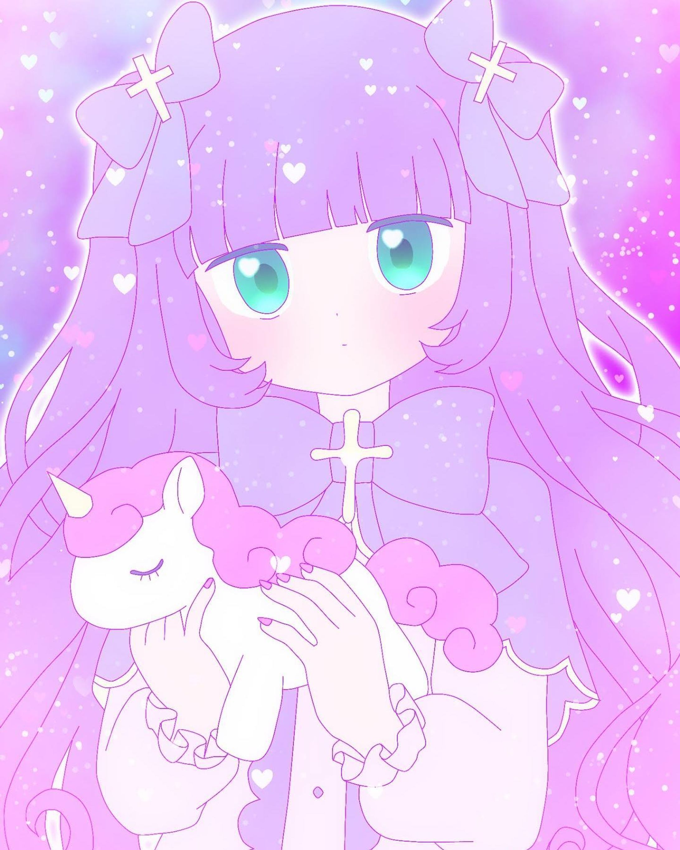 ゆめかわユニコーンちゃん🦄
#イラスト　#オリジナル　#お絵描き　#ゆめかわいい　#ゆめかわ　#女の子　#女の子イラスト　#デジタルイラスト　#illust #illustration #ロリィタ-1