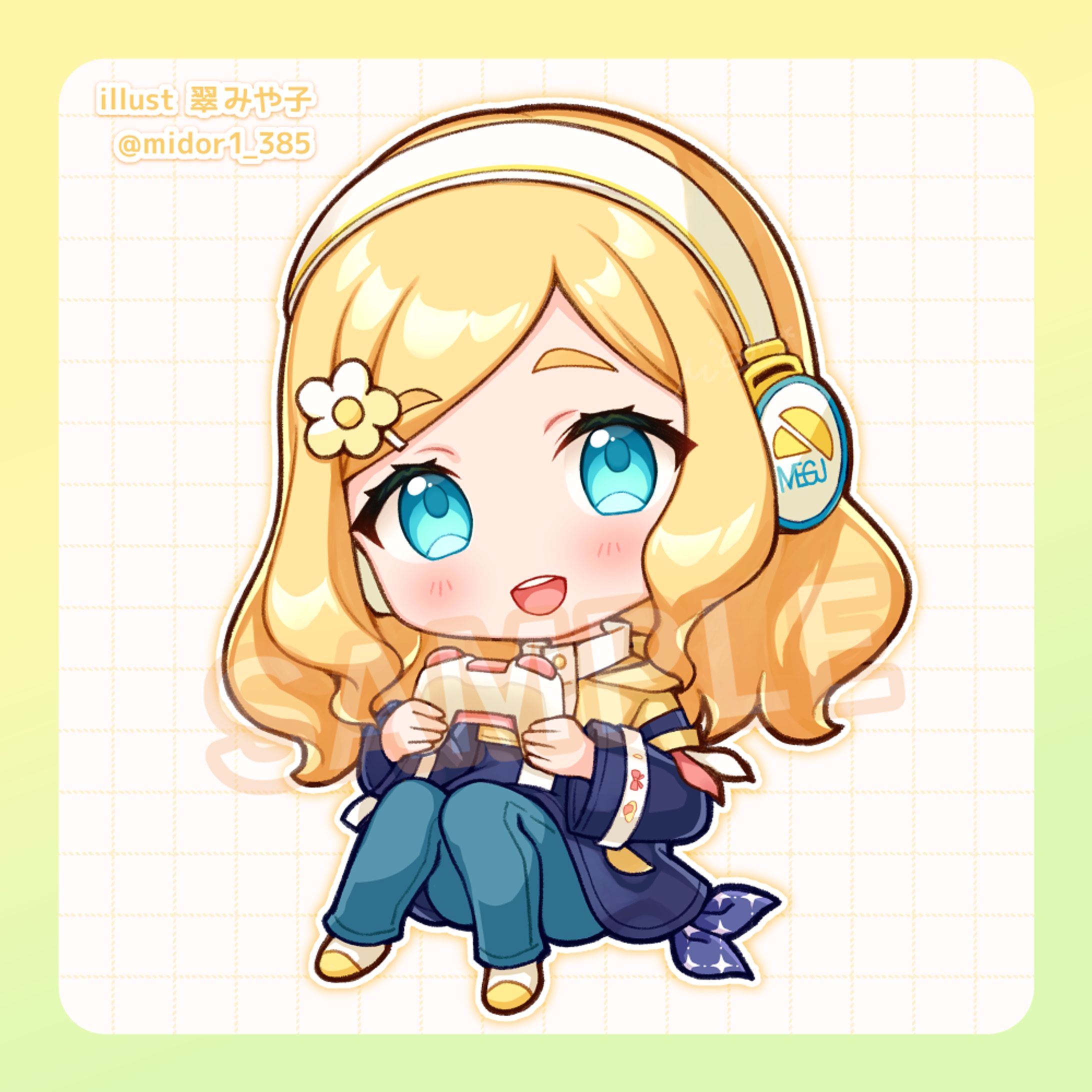 faVePC 東雲めぐ様 コラボPC用特典グッズ用ミニキャライラスト-1