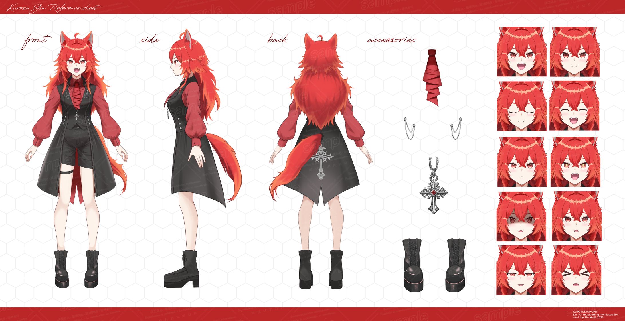 個人依頼　Live2Dパーツ分け立ち絵・三面図-1