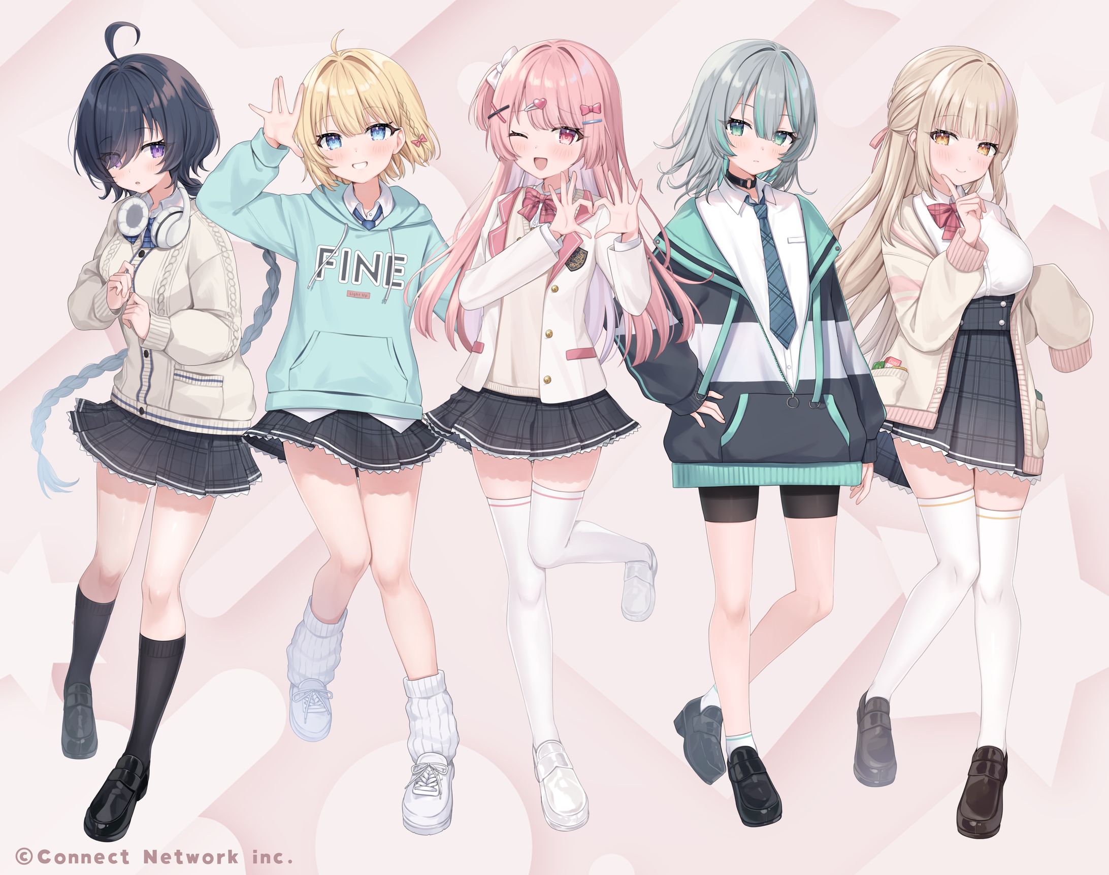 コネクトネットワーク株式会社 らいとあっぷ！所属 3期生 5名キャラクターデザイン、立ち絵-1