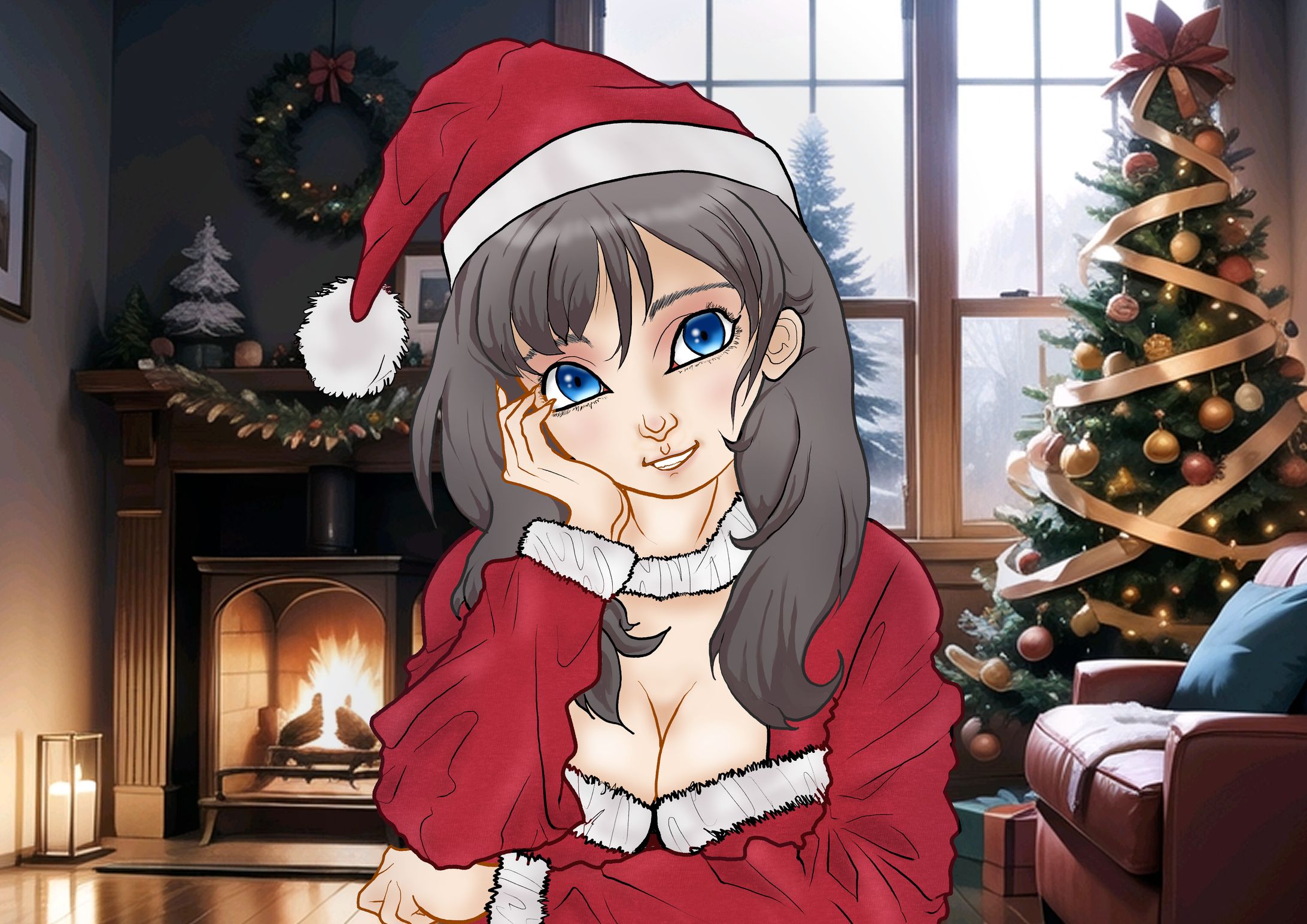 サンタガール　冬のオリジナルキャラクターイラスト-1