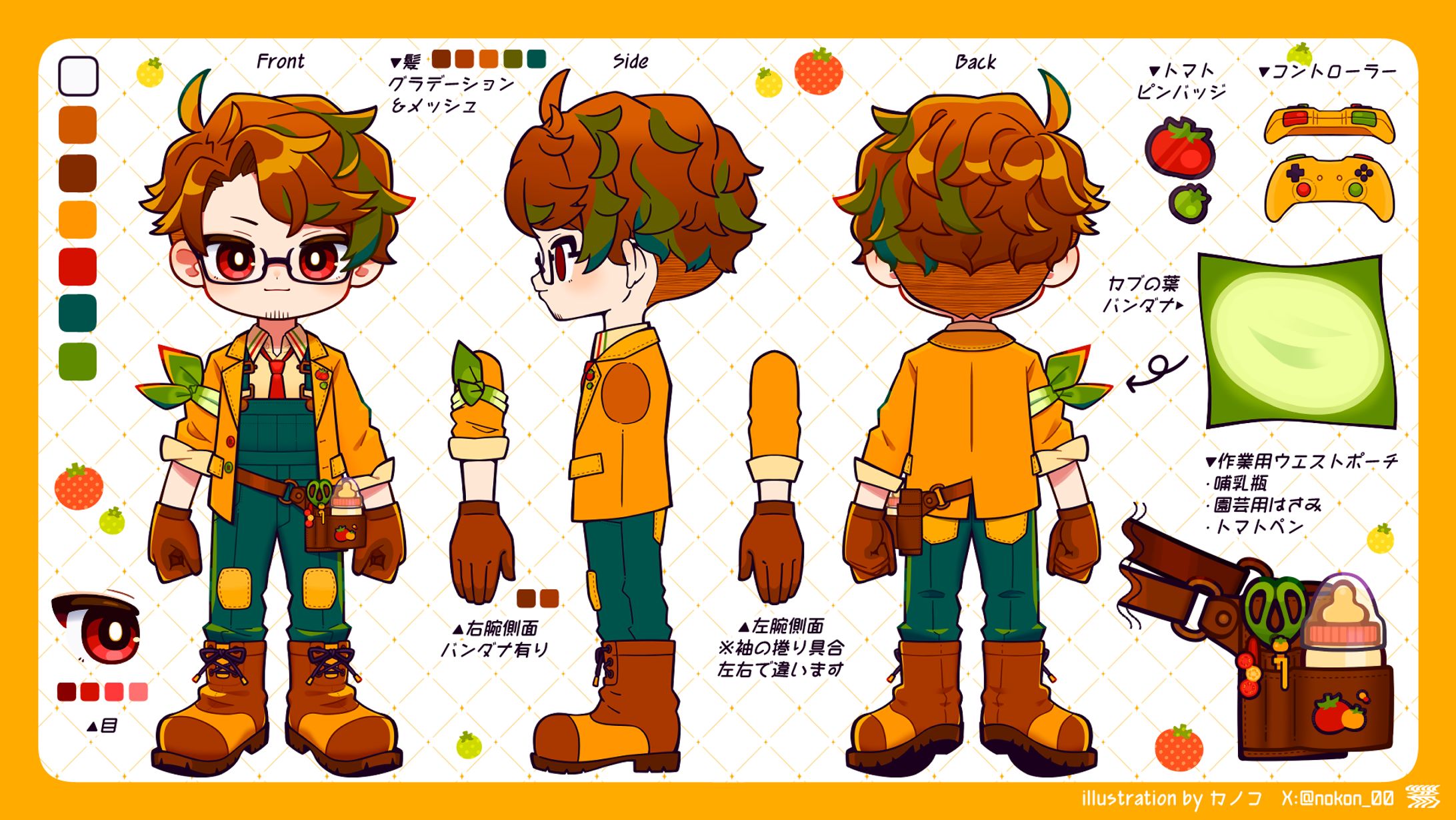 【works】あめしこうR2様live2D用イラスト・三面図-1