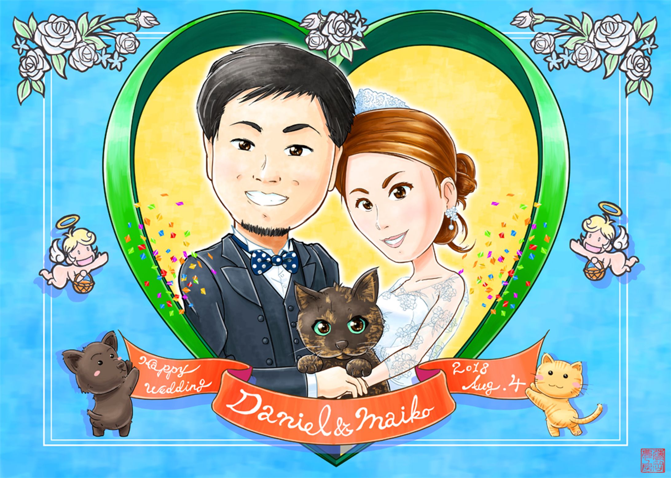 ウェルカムボード（似顔絵）サンプル-1