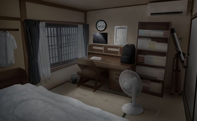 背景差分 主人公の部屋 雨