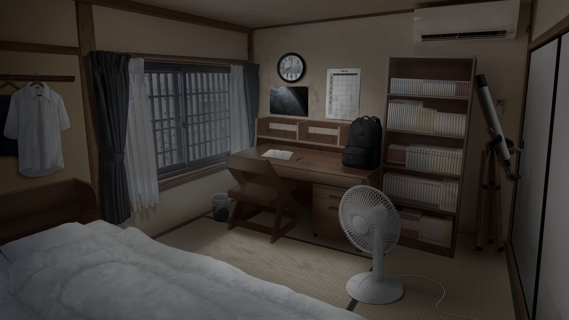 背景差分 主人公の部屋 雨-1