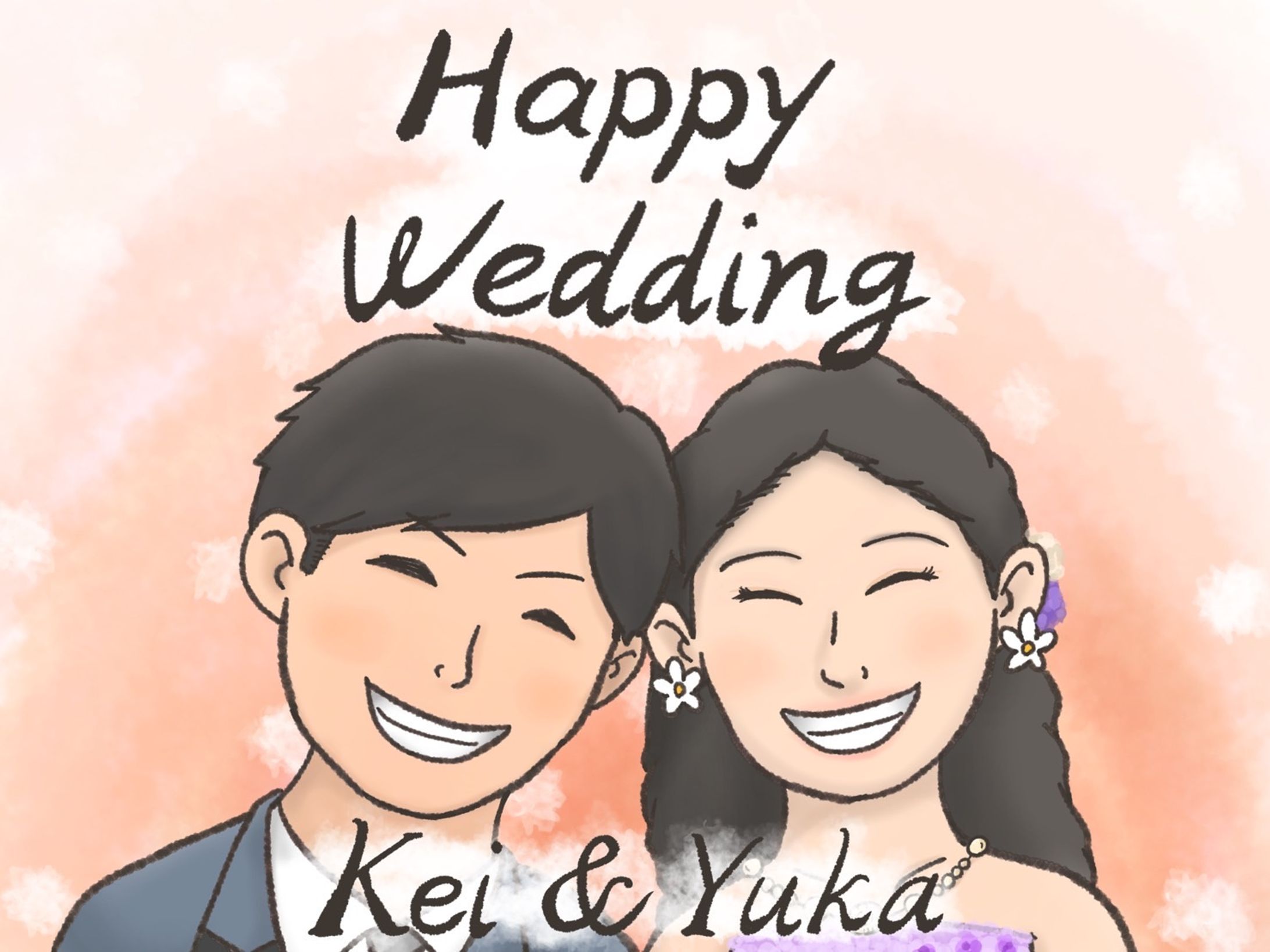 【似顔絵】結婚お祝いムービー用イラスト-1