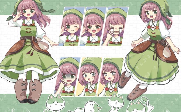 あきねこ様　キャラクターイラスト➕猫ちゃん