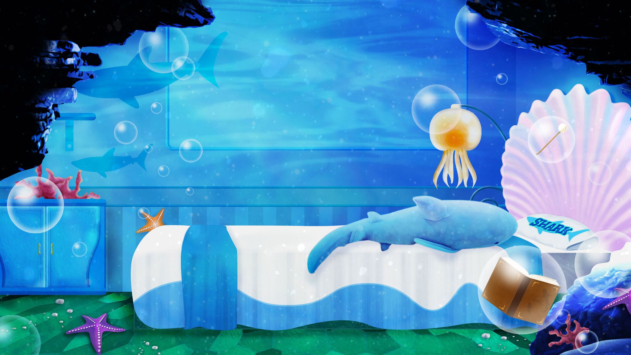 VTuber水夜蒼音＆水夜朱音Youtube配信用背景デザイン-1