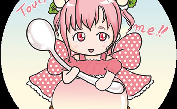 丸ごと桃ケーキちゃん（キーホルダー用イラスト提供）