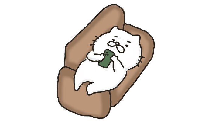 ソファでくつろぐ旦那さん
表情も体勢もそっくり🐈

#猫イラスト