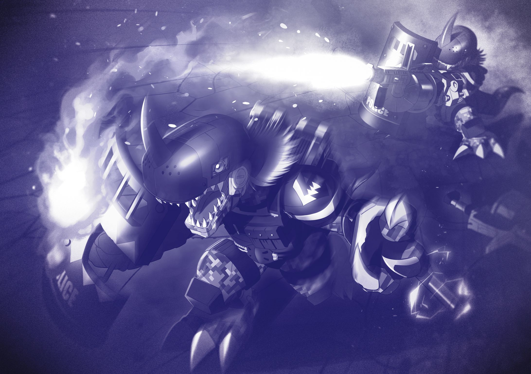 【仕事絵】DIGIMONSEEKERS モノクロ挿絵❹-1