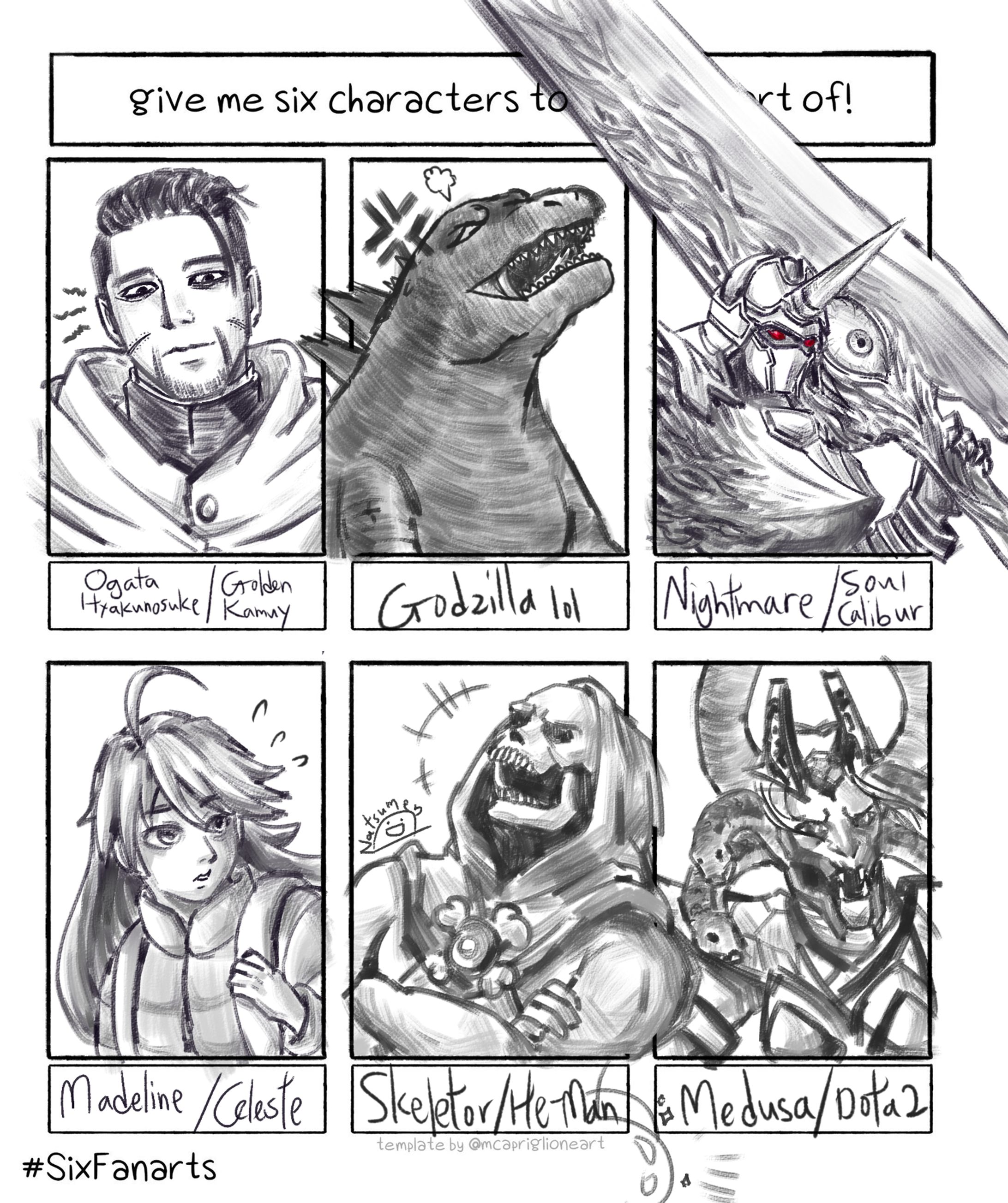 Give me 6 characters to draw fanarts of-1