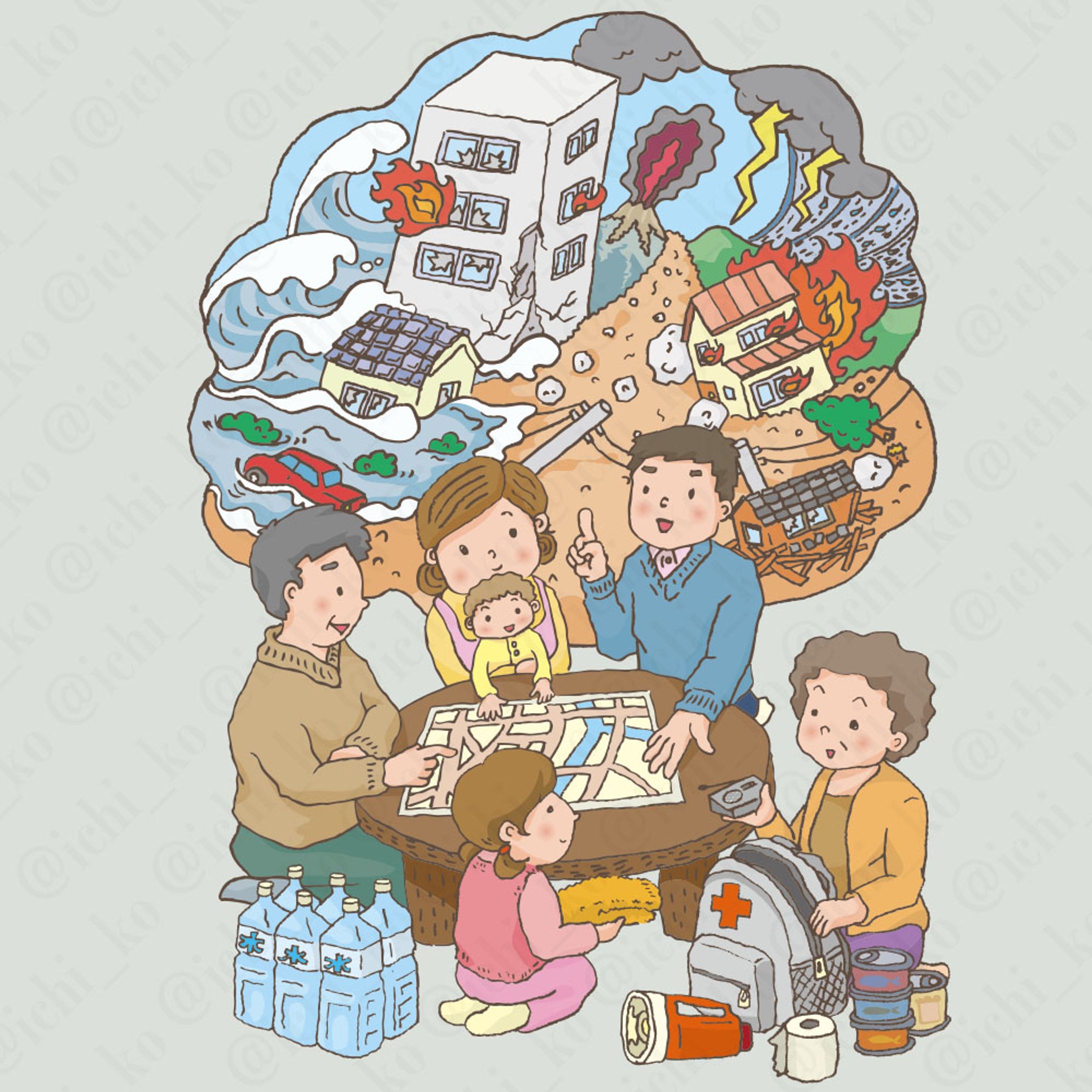 防災パンフレット表紙イラスト-1