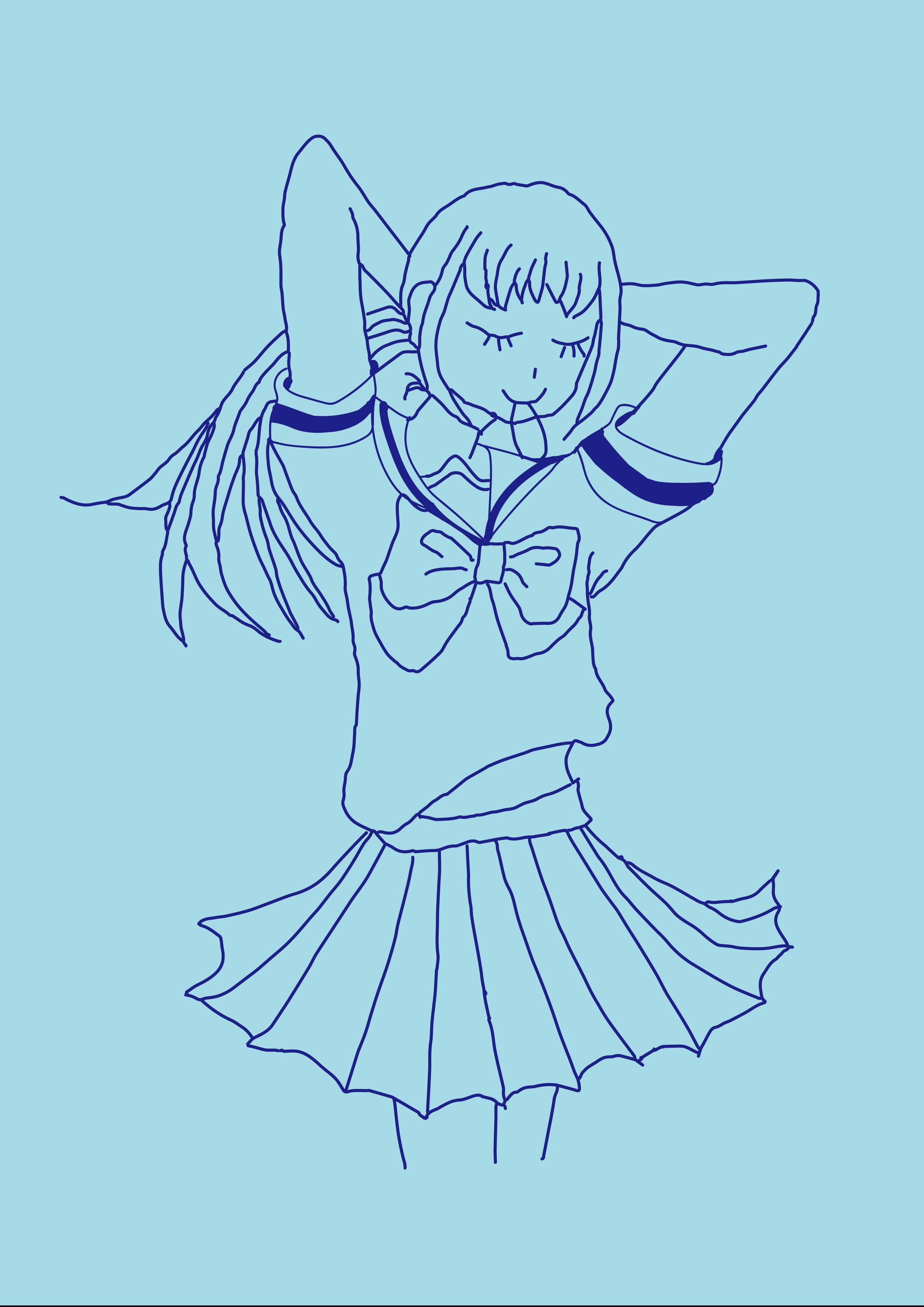 女の子ラインアート-1