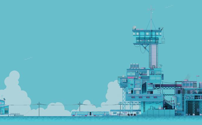 Voxel art "Tidal wind observatory"