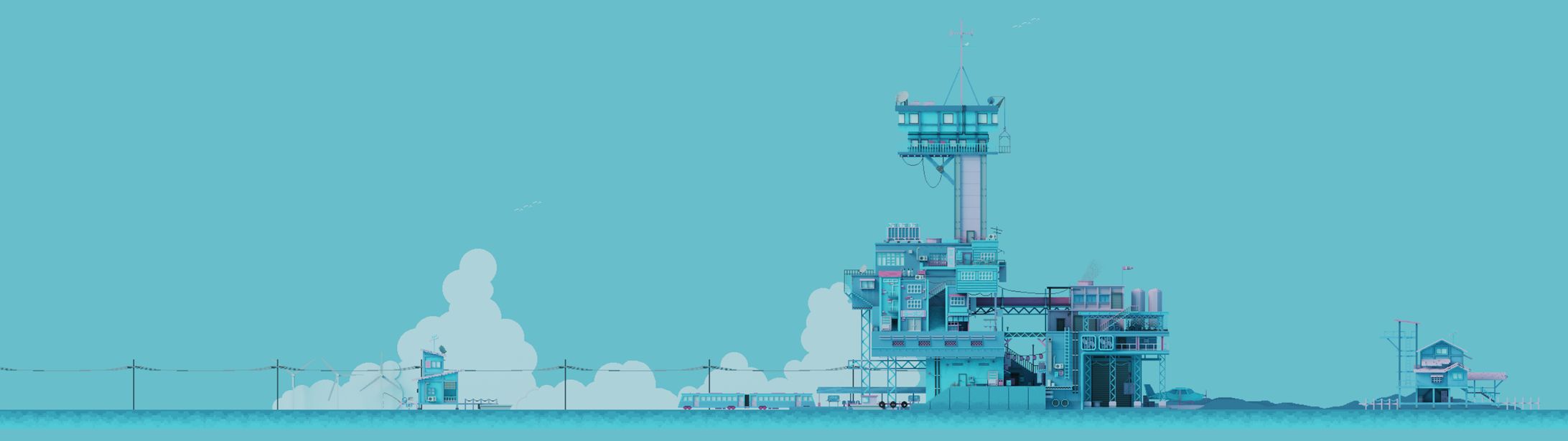 Voxel art "Tidal wind observatory"-1