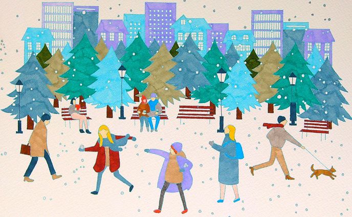 イラスト、街並み