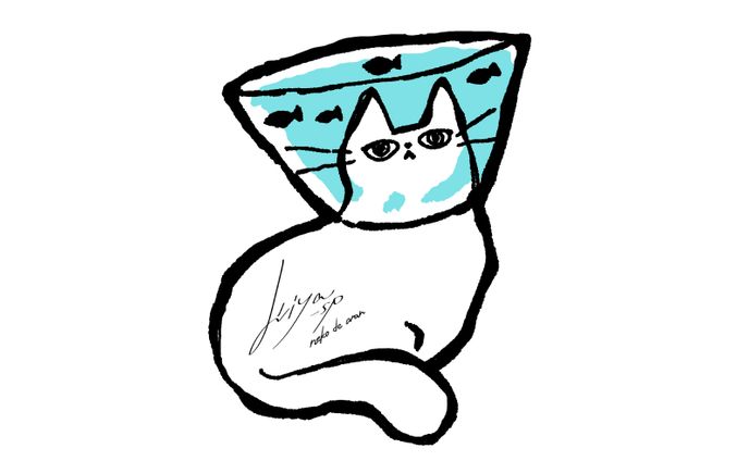 エリザベスカラーをつけた猫