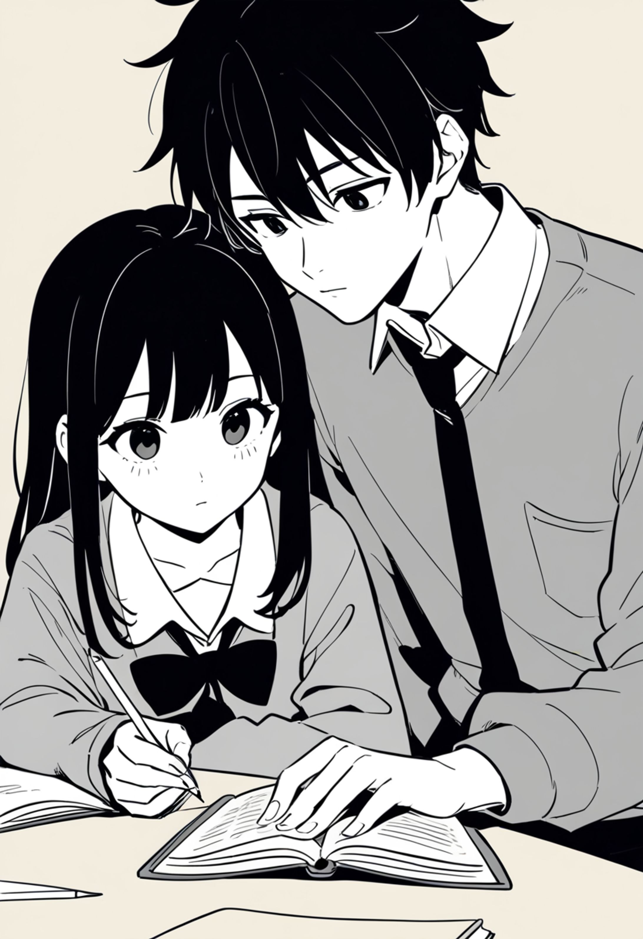 1「勉強中の学生二人」-1