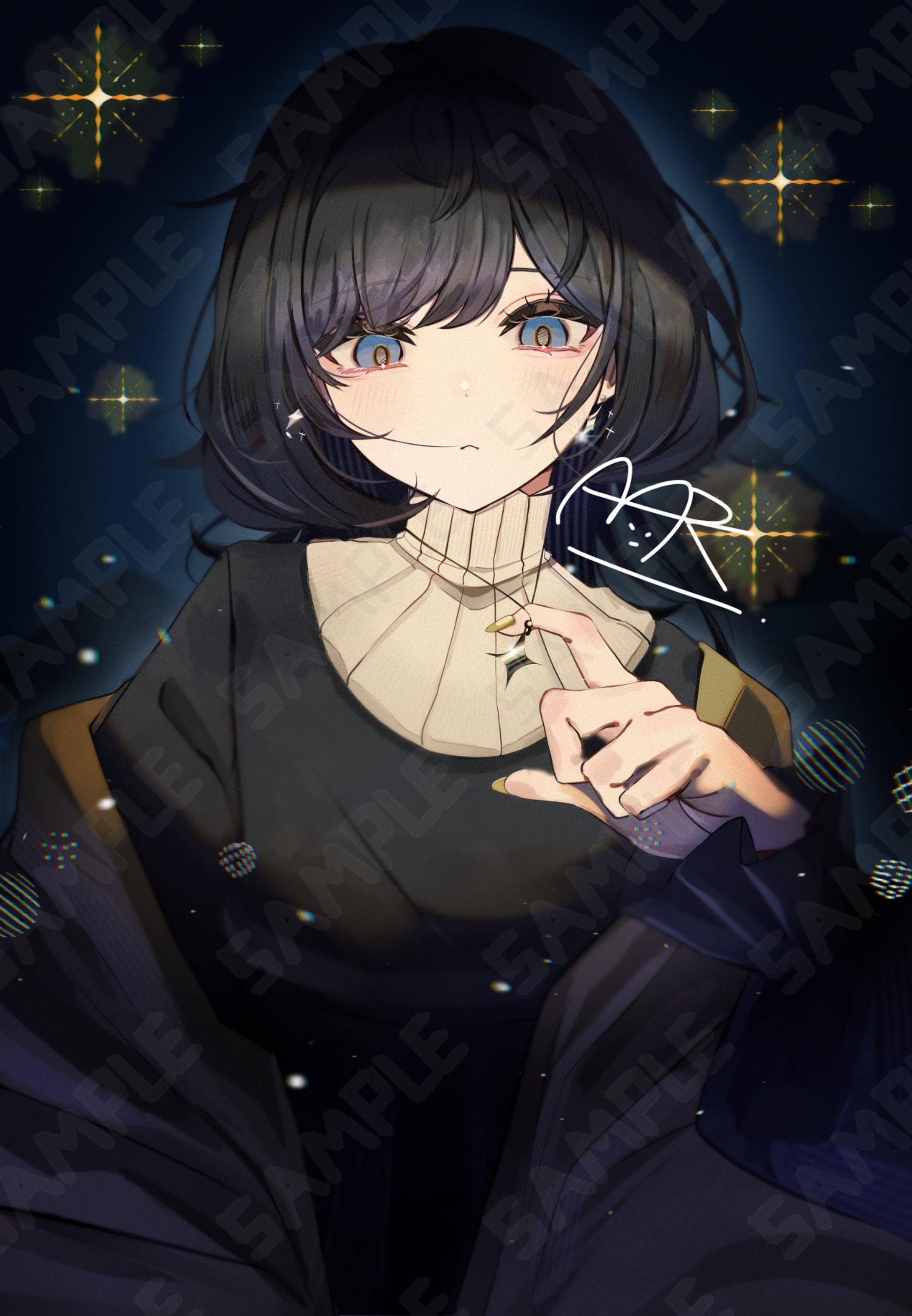 【お仕事】さのま様　二周年記念制作グッズ　「そんざいしないきおくチェキ＿夜」イラスト制作-1