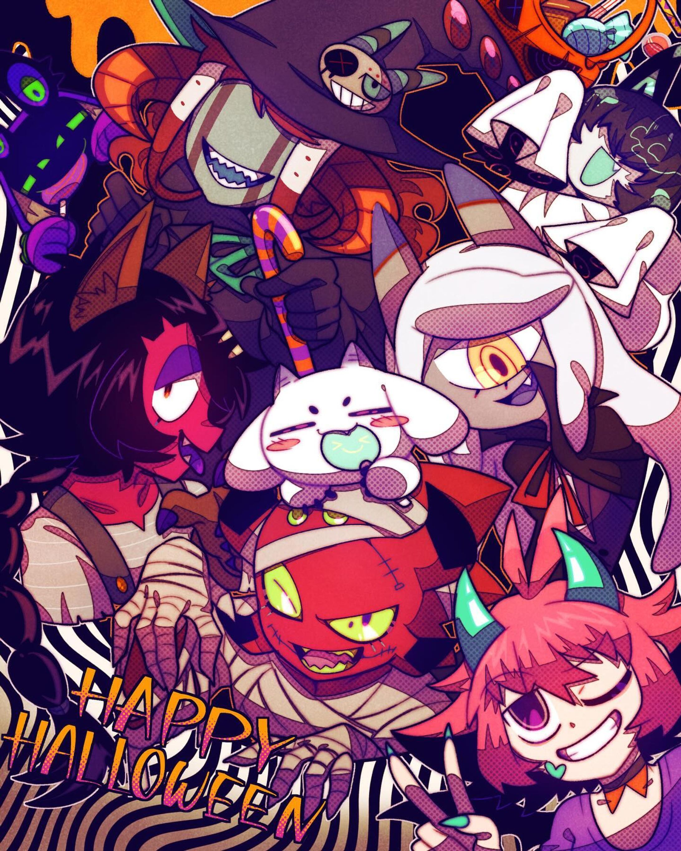 🕸️🕷️Halloweeeeeen🕷️🕸️
🍬🎃🧛🦇👻💀🍭✨

二枚目は色違い文字なしです

#イラスト #人外 #オリジナルイラスト
#オリジナルキャラクター #ハロウィン #illustration #monster #originalcharacter #characterdesign #touseioc #halloween #halloweenart #spooky-1