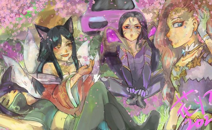 Kda girls hanami 🌸
花見kda

#桜　#cherryblossom 
#kda #artoflegends #leagueoflenses #seraphine #ahri 
#ilustración #digital #digitaldrawing #original #art #colorful #drawing #painting #dibujo #иллюстрация #イラスト#digitalpainting #digitalart #illustration #fanart #dibujodigital #instaart #procreate #ipad
#clipstudiopaint