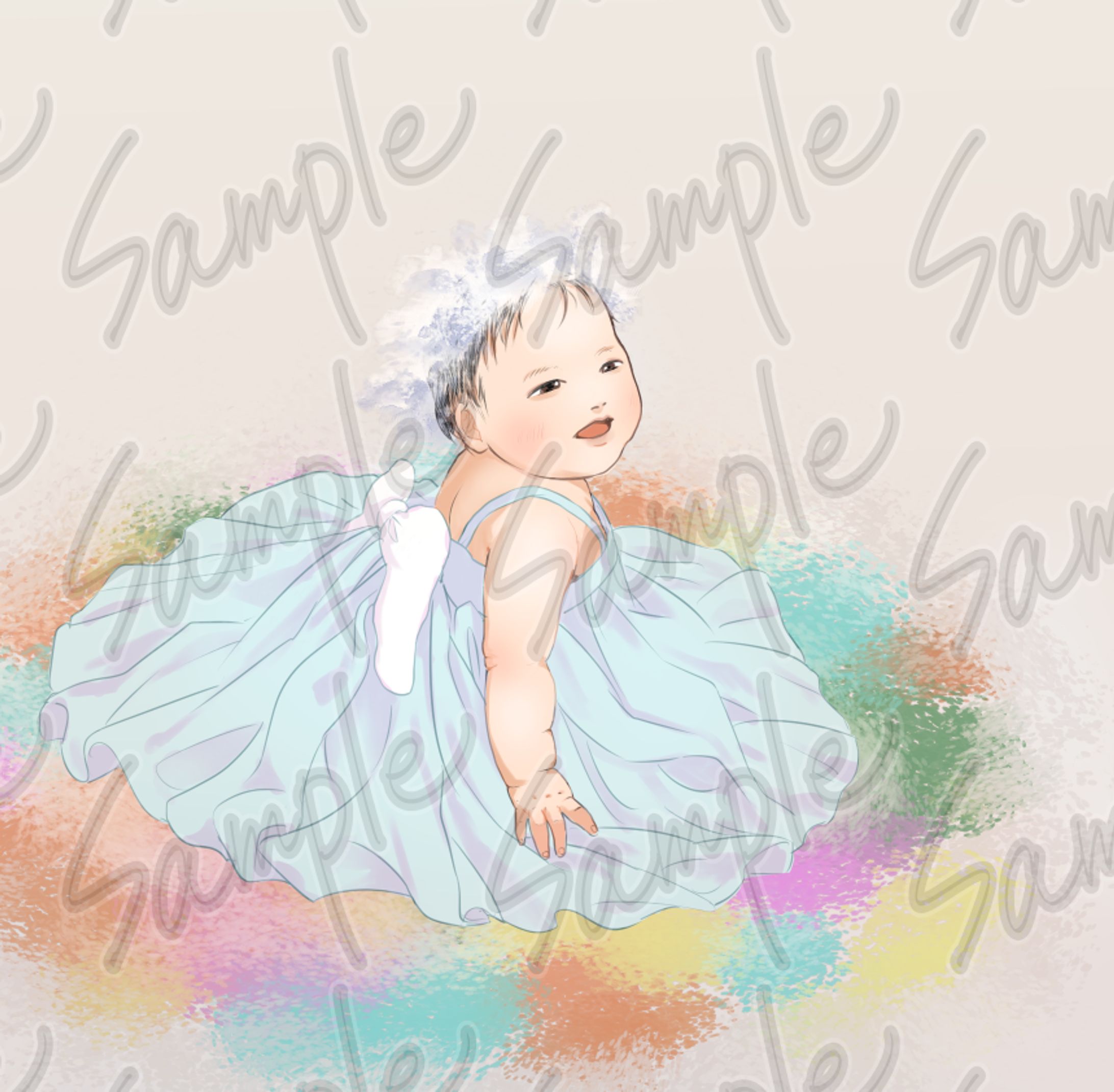 赤ちゃん似顔絵作例（モデル：モニター様）-1