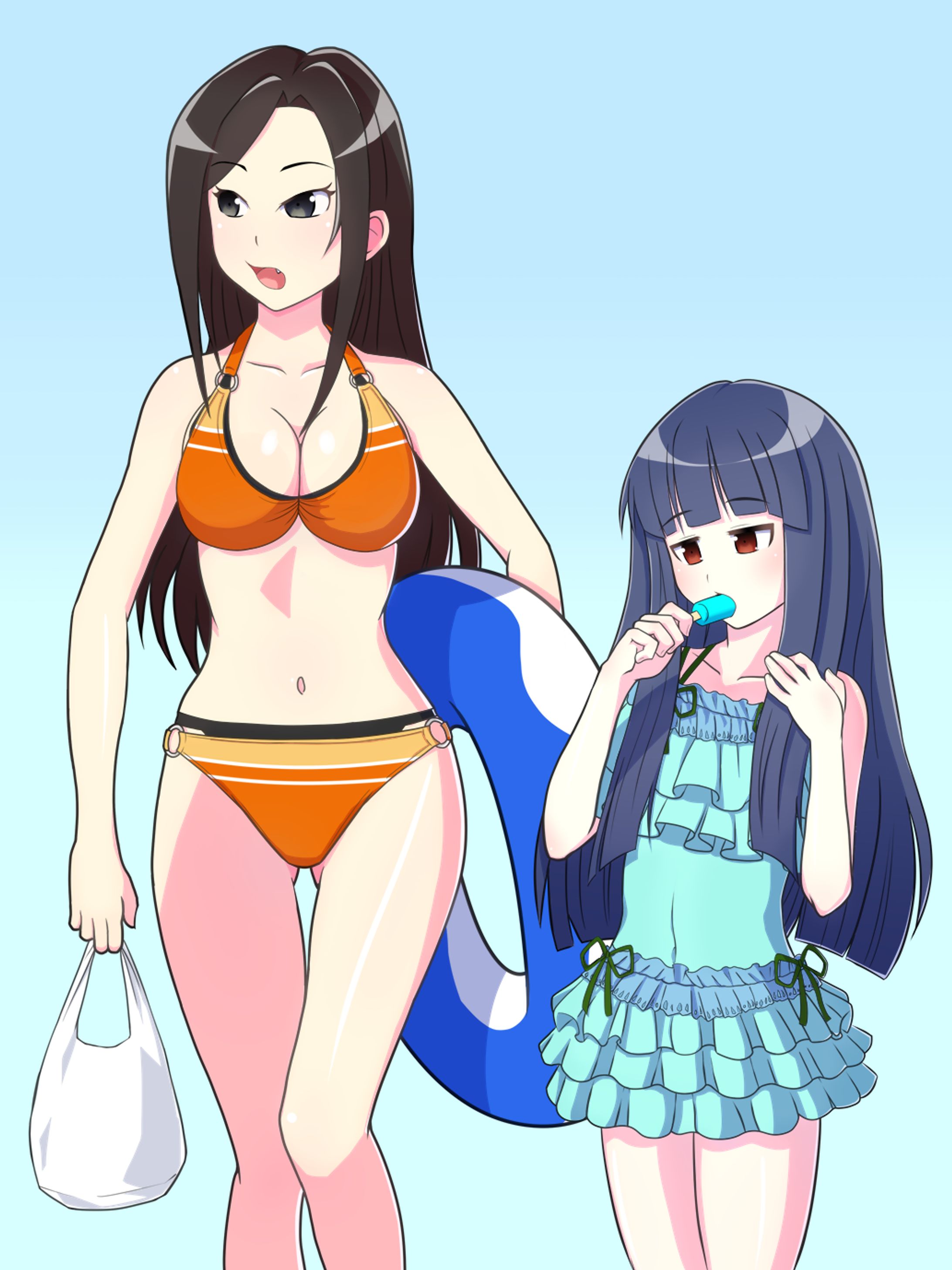 拓海と雪美　海水浴-1