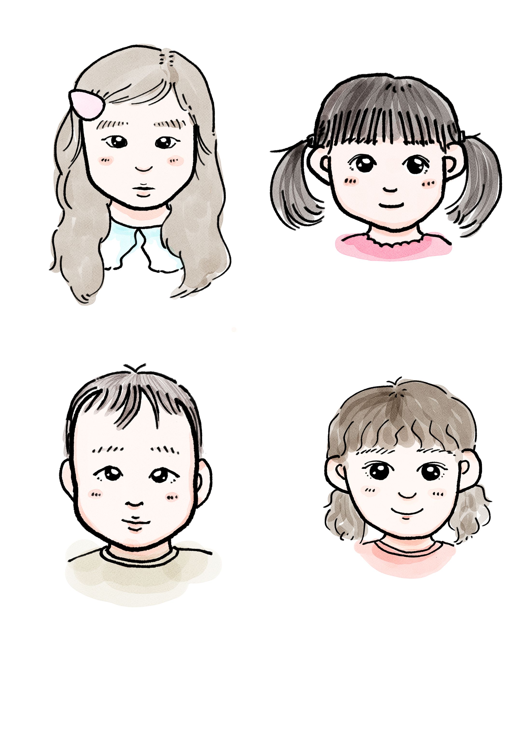 子どもたちの似顔絵 -1