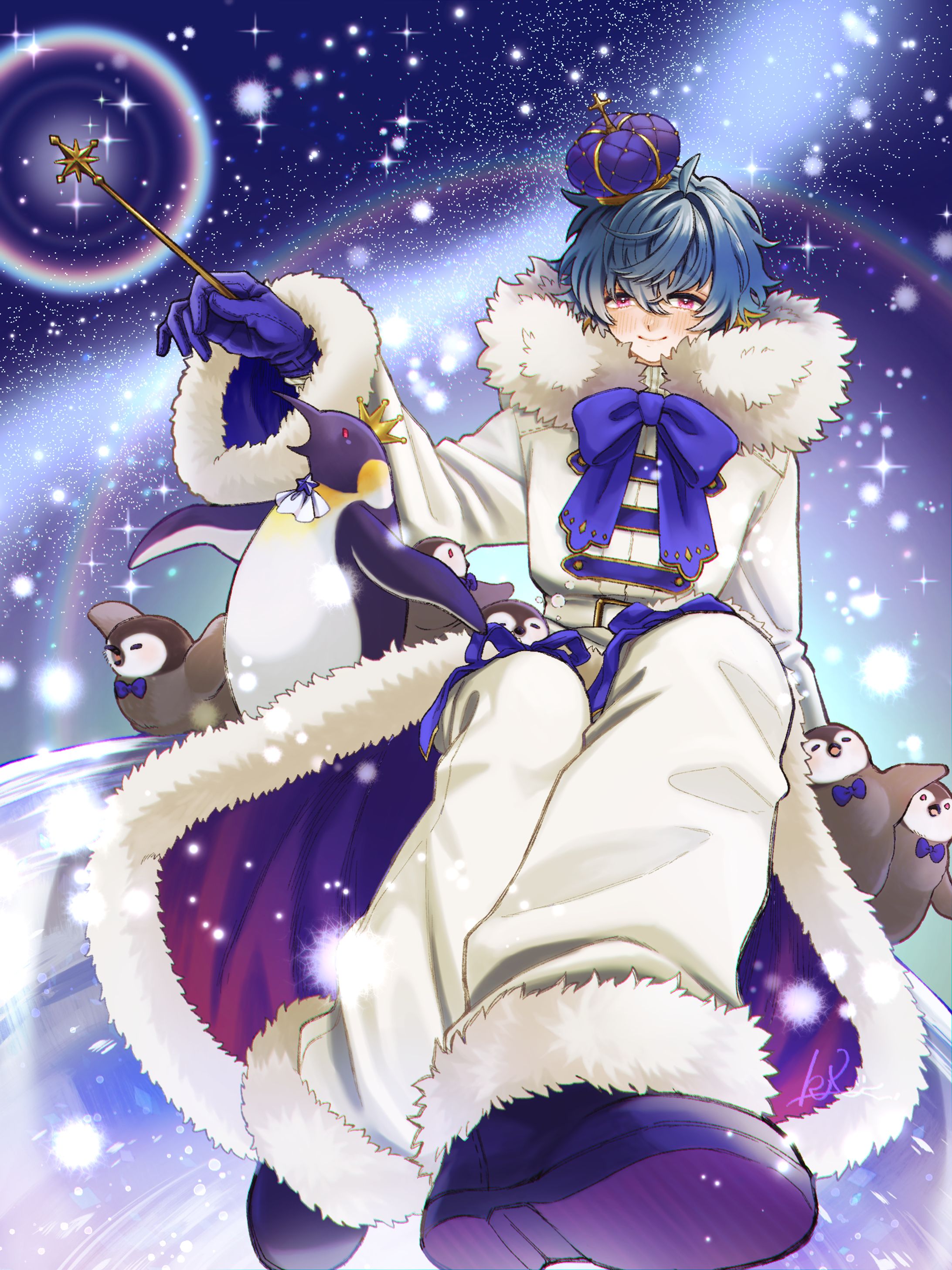 キャラクターイラスト/ペンギンモチーフ-クリスマス-男の子-1