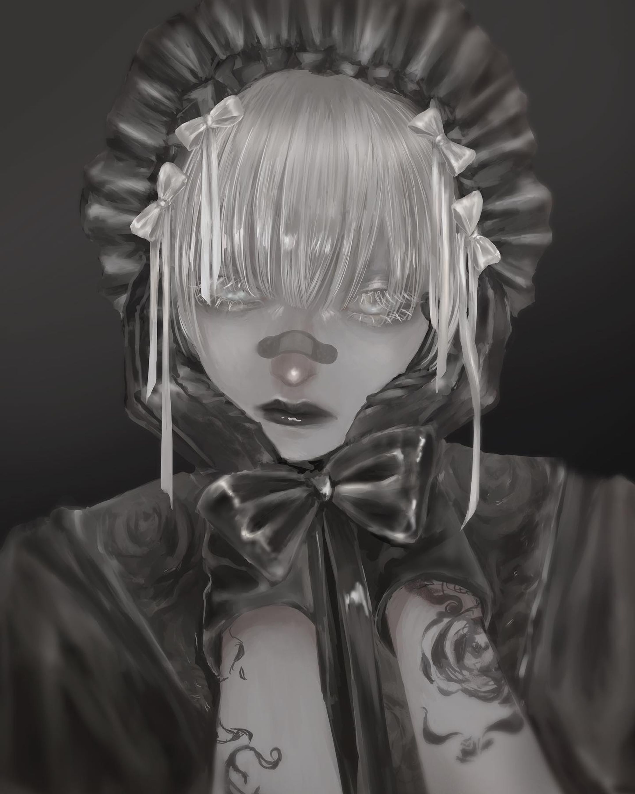#illustration #artwork #original #絵 #創作 #創作イラスト #イラスト #lolitafashion  #lolita  #tattoo #ribbon #boy #ロリータファッション  #ロリータ #タトゥー #リボン #男の娘-1