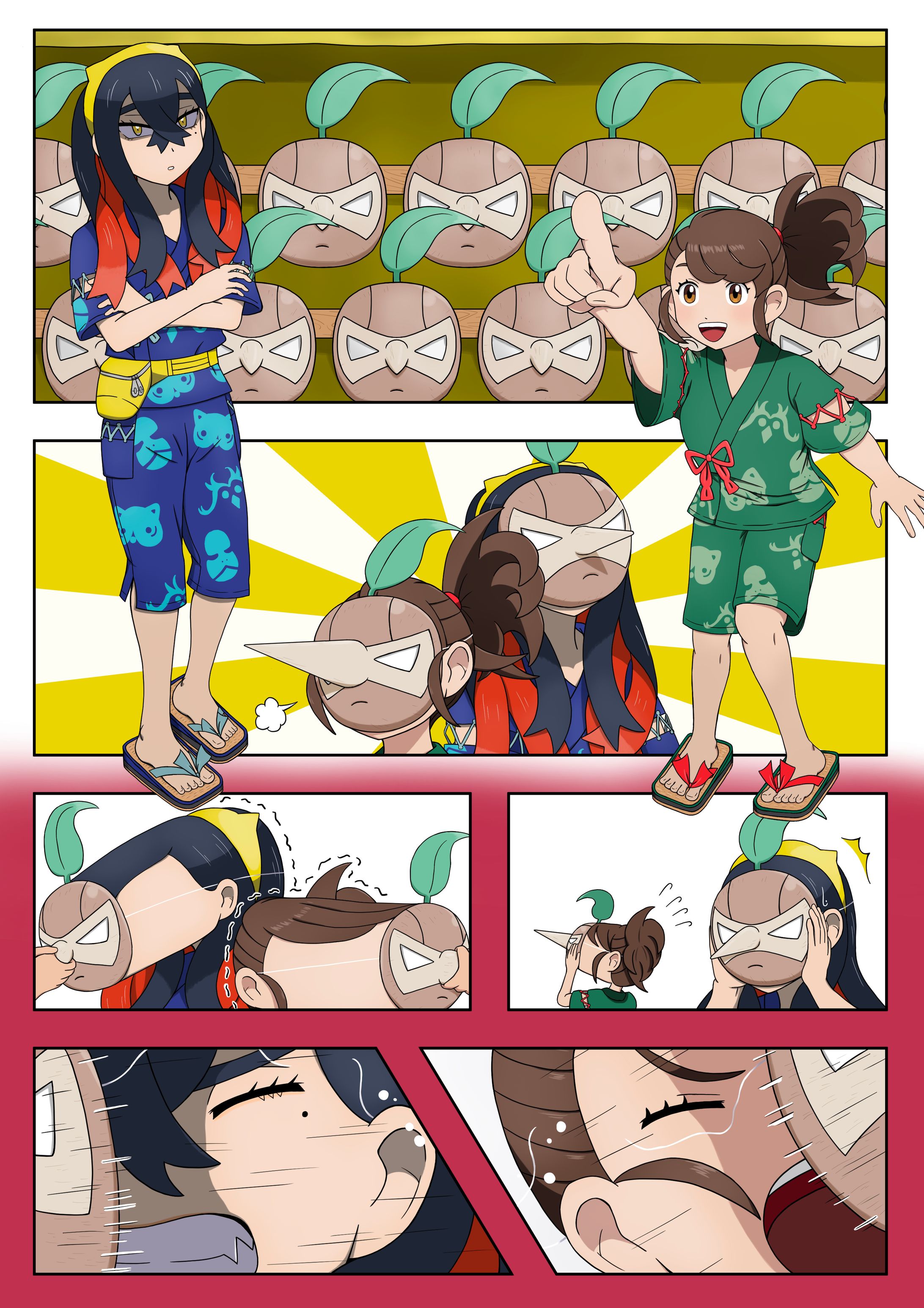 リクエストイラスト（コノハナのような鼻になってしまったアオイとゼイユ）-1