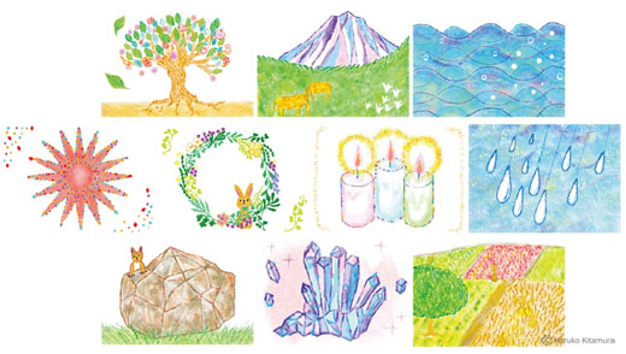 【Work】sweet占いBOOK2020水晶玉子『 運景相性占い』（宝島社）カットイラスト-1