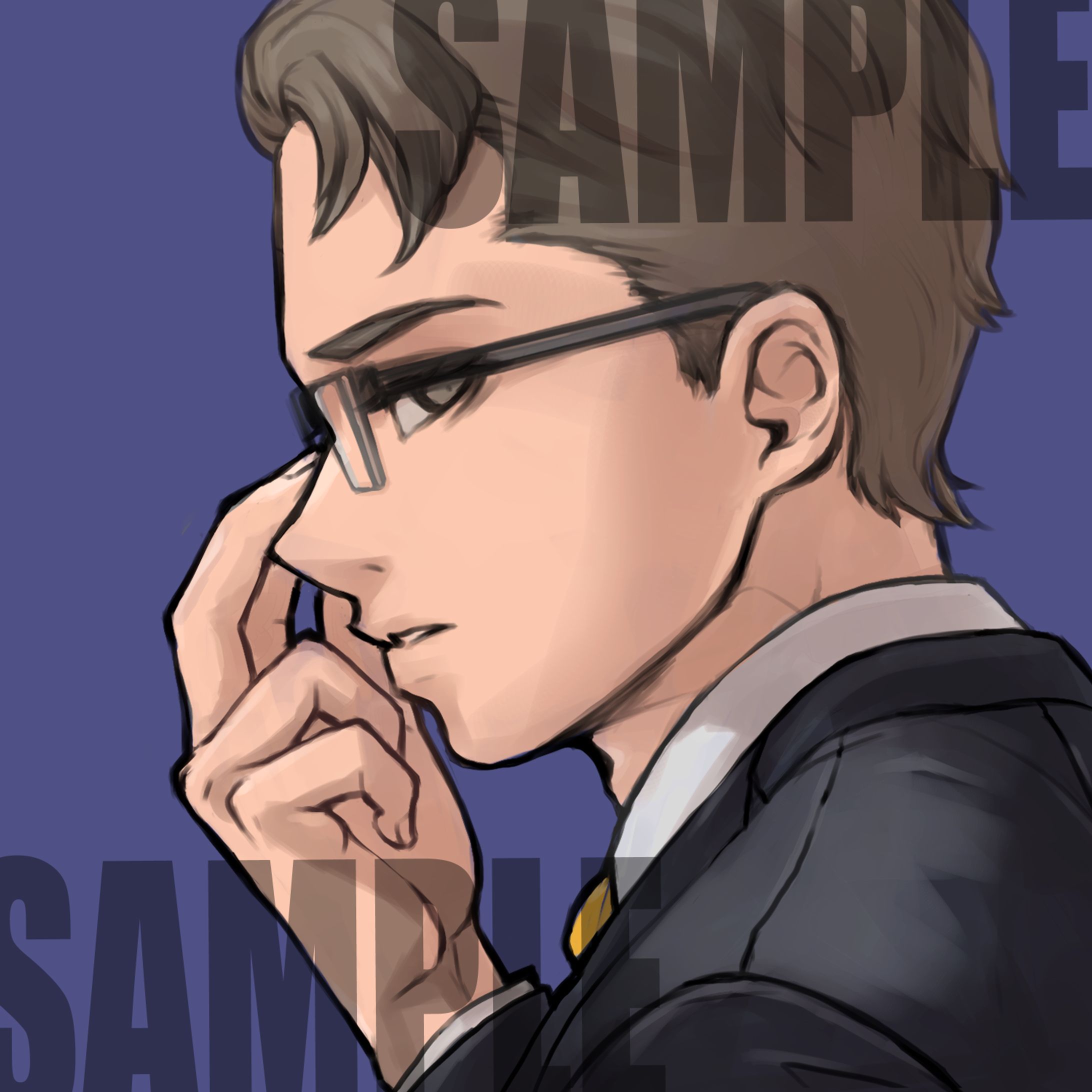 創作スーツめがね男子-1