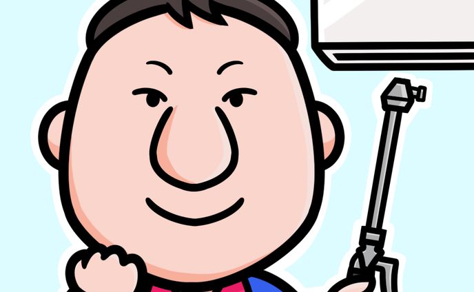 イラスト、エアコンクリーニングマグネット