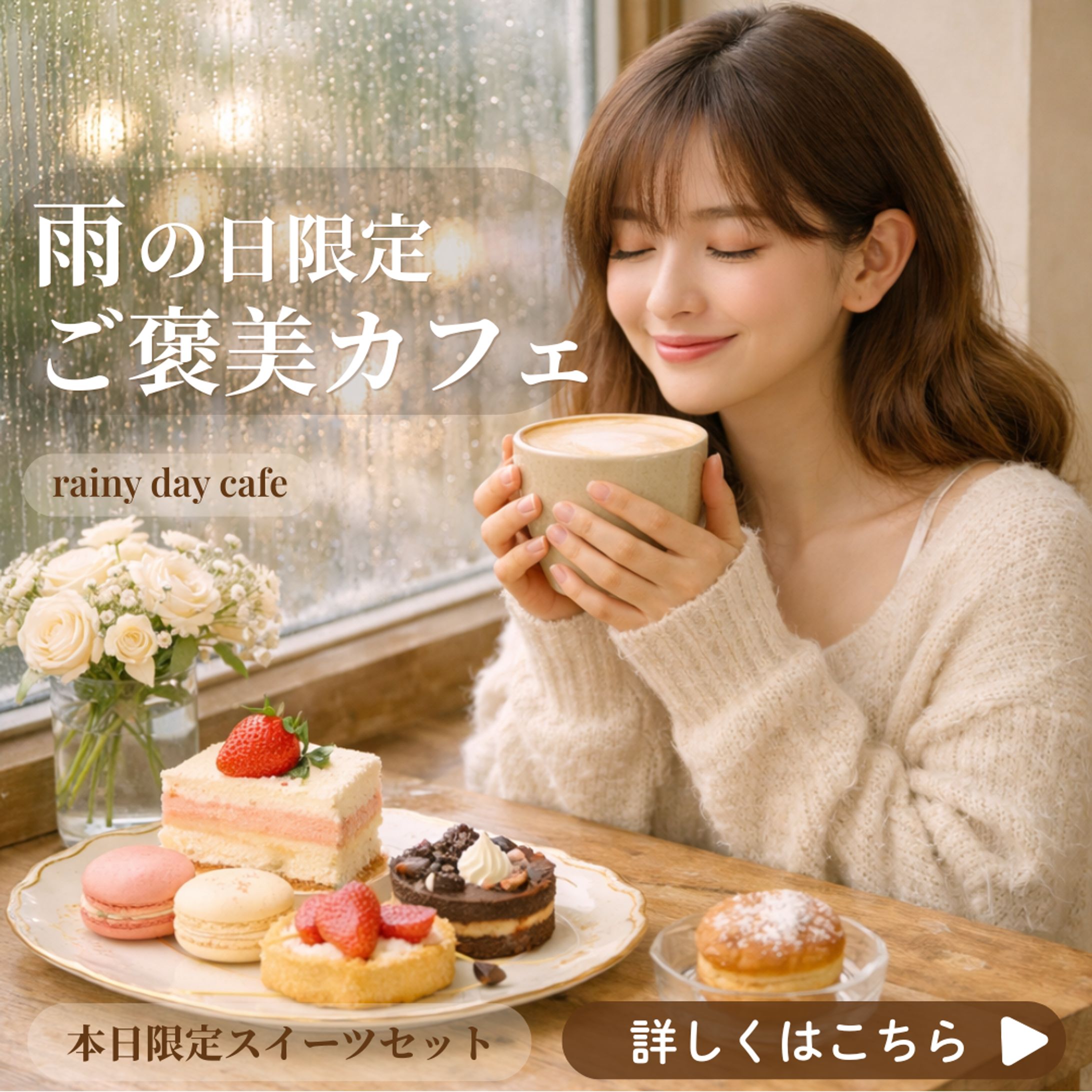 【カフェ】淡色カフェスイーツ｜Instagram広告バナー-1