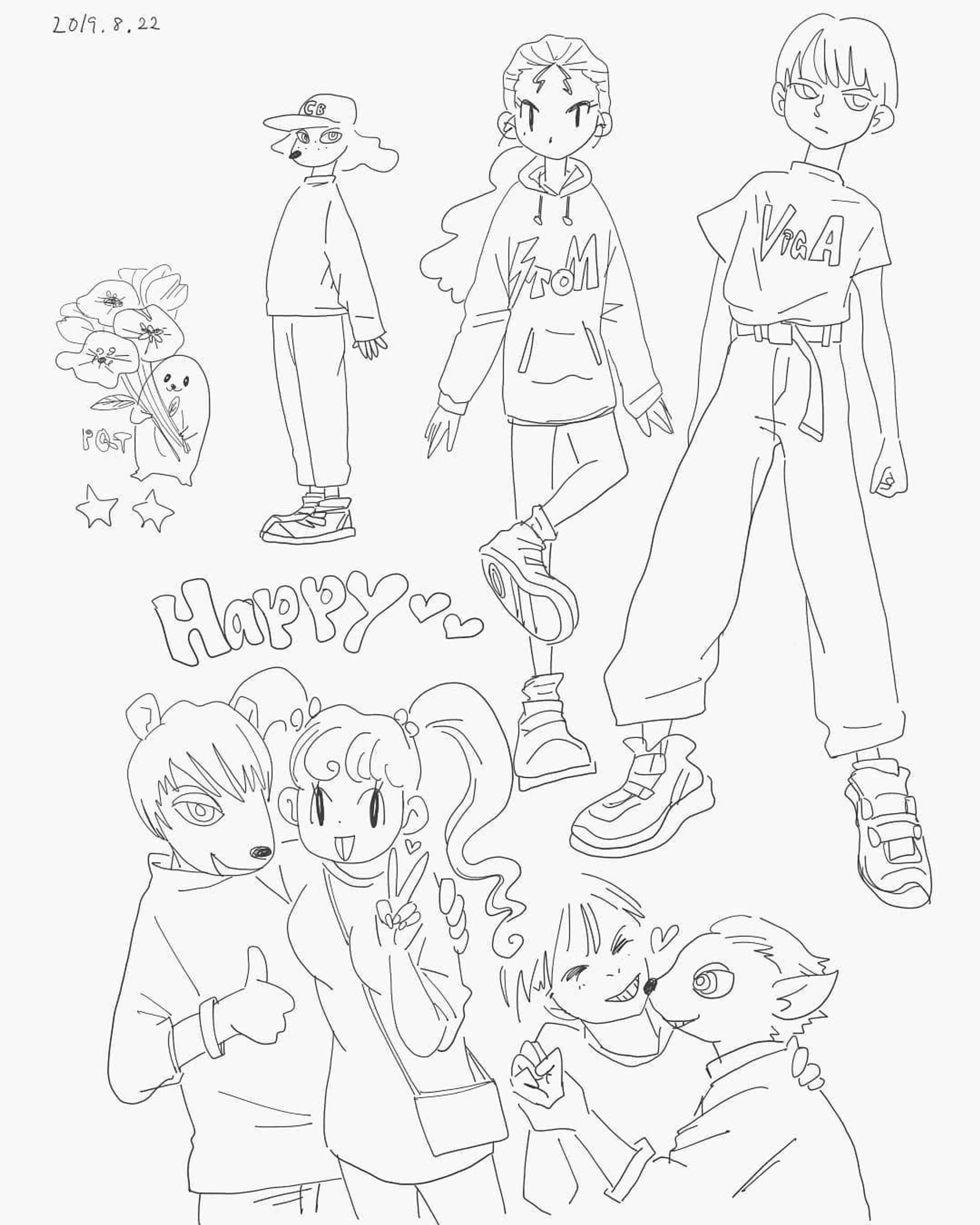 今日のアートボード✍️🌟
・
・
線画とカラー🤡
・
・
#animal #girl#men#character#夏#キャラクター#pop#カラフル#summer#cheblo#love#イラスト#絵#illustrator#illustration#pic#couple#cute#colorful #enjoy#cheblocrafthouse#仲良し#friend#fashion#sketch-1