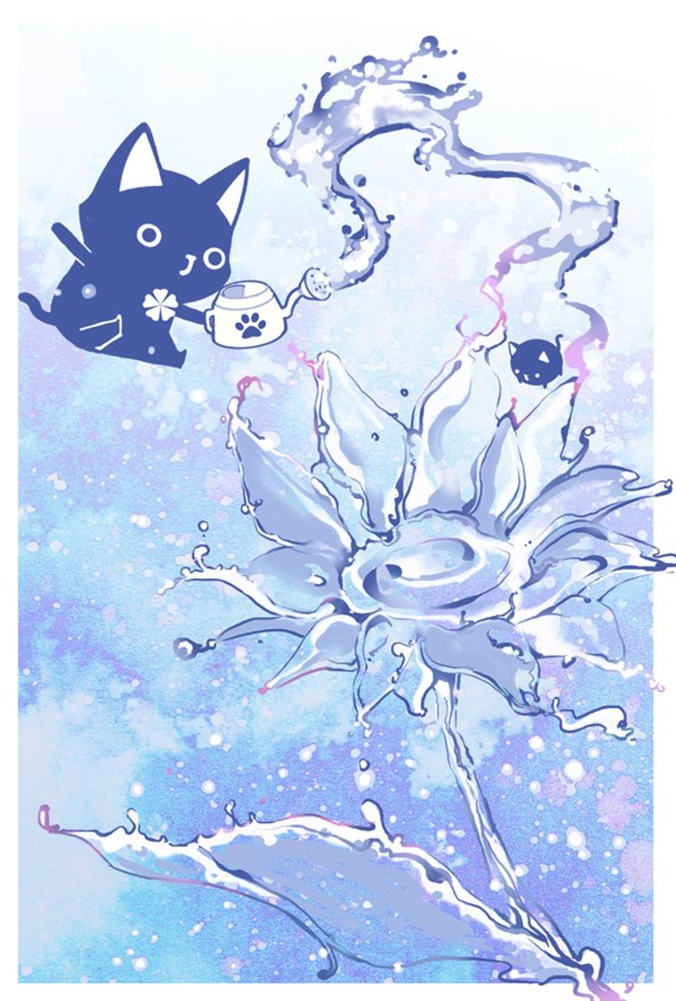 黒猫nyaと水の花-1