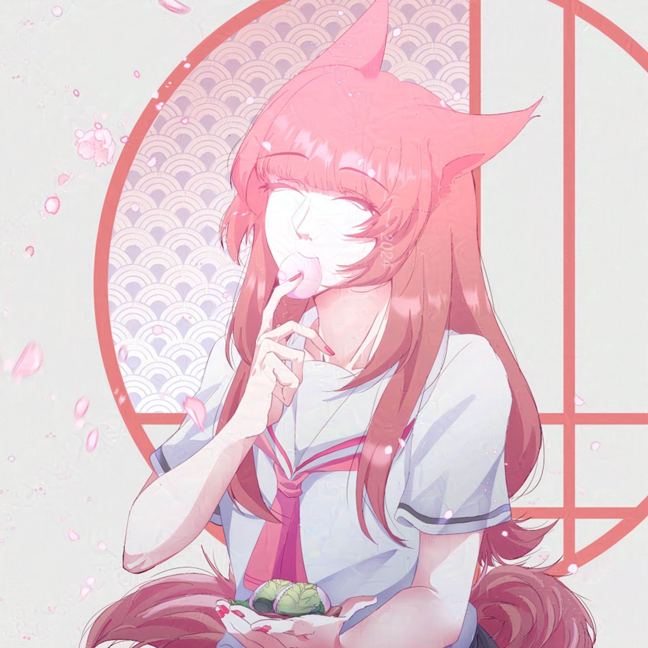 Simple Colored; Sakura Mochi-1