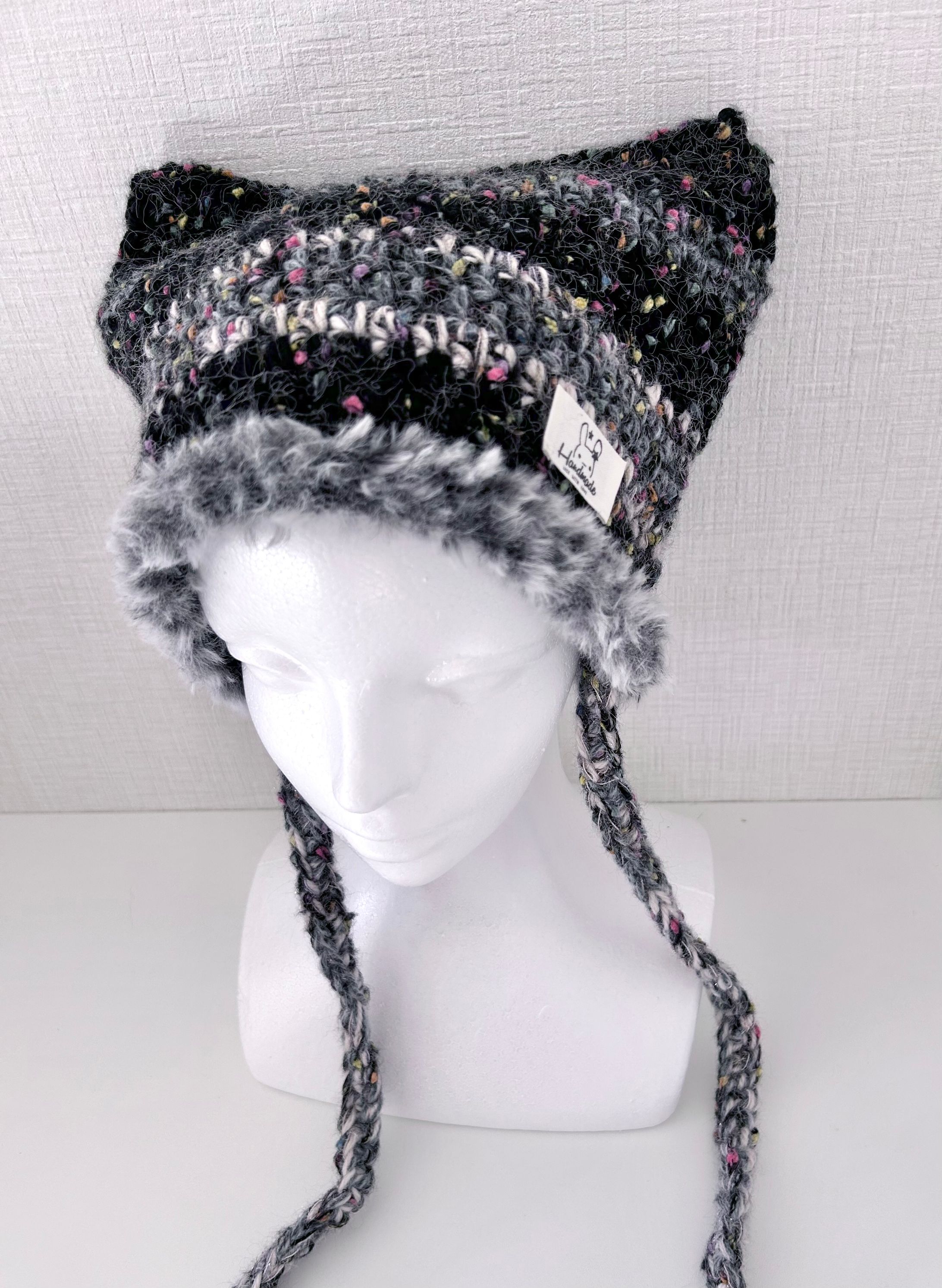 猫耳ニット帽(ミックスヤーン)-1