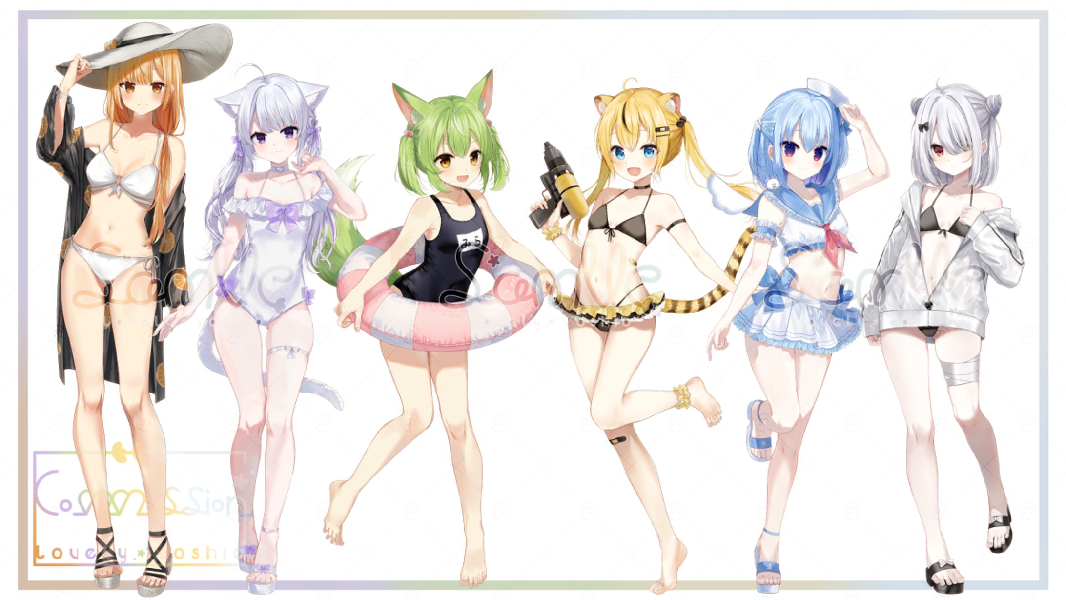 [Vtuber事務所ハコネクト]三期生水着イラスト-1