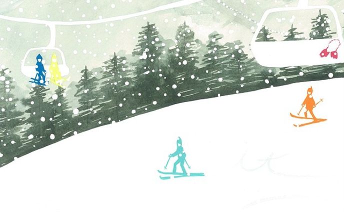 Let it snow! #snow #ski #illustration #kinfolk #winter #fashion #colour #illustrator #skier  #vogue #white #popeye #soen #elle #voyage #joy #kitsune #brutus #andpremium #fudge #bird #transit #スキー #雪 #イラスト#冬 #山 #elliekubota