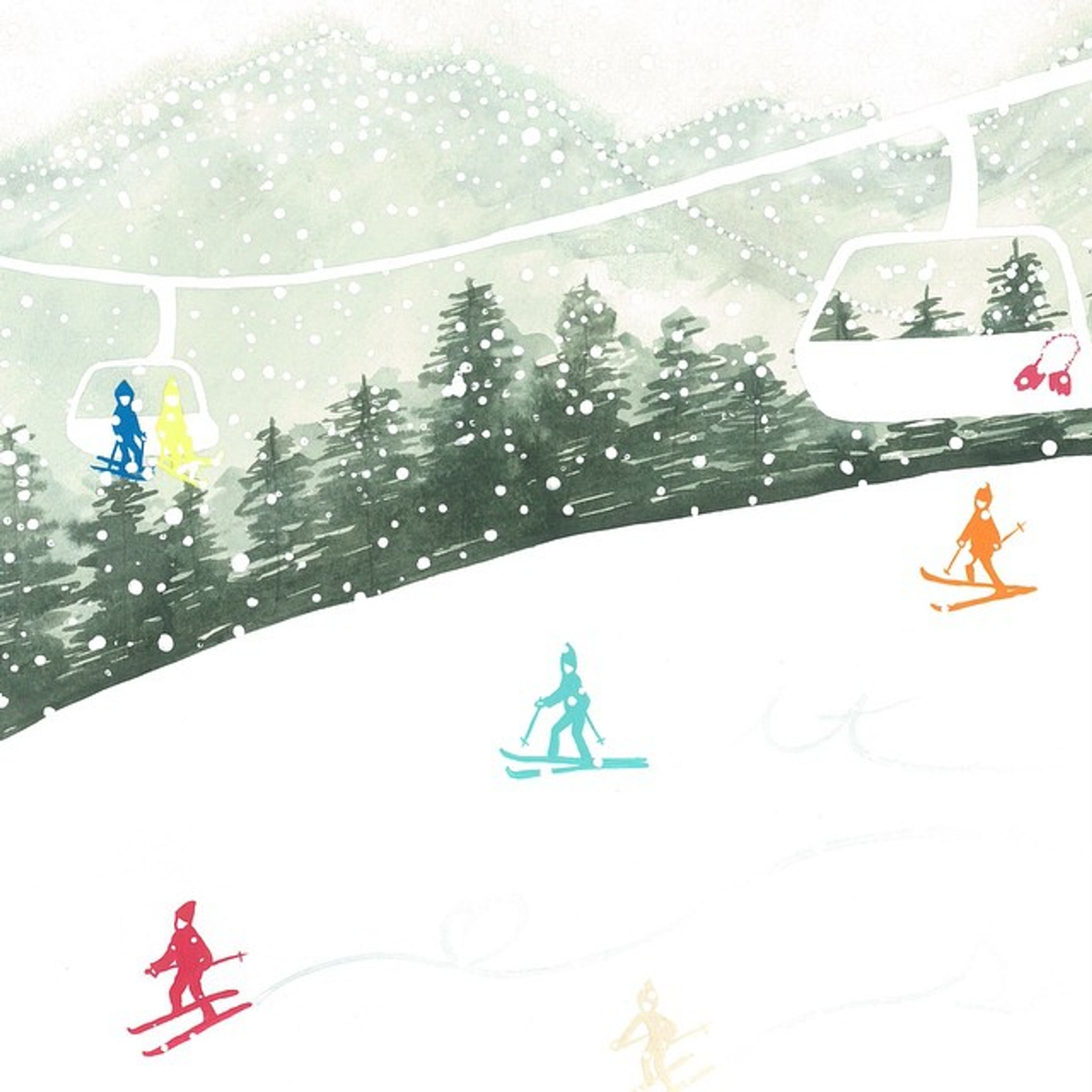 Let it snow! #snow #ski #illustration #kinfolk #winter #fashion #colour #illustrator #skier  #vogue #white #popeye #soen #elle #voyage #joy #kitsune #brutus #andpremium #fudge #bird #transit #スキー #雪 #イラスト#冬 #山 #elliekubota-1