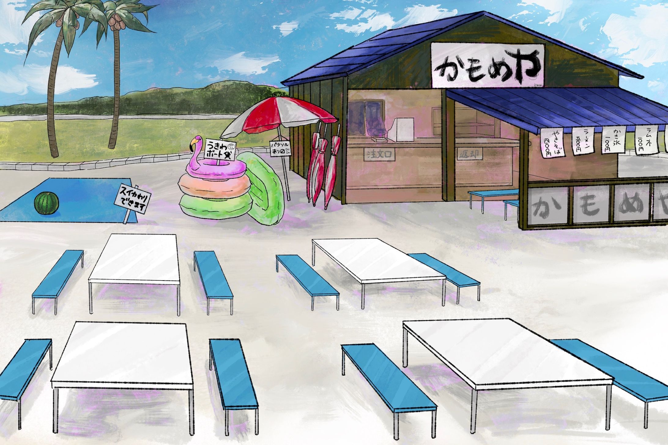 背景イラスト【海の家】-1
