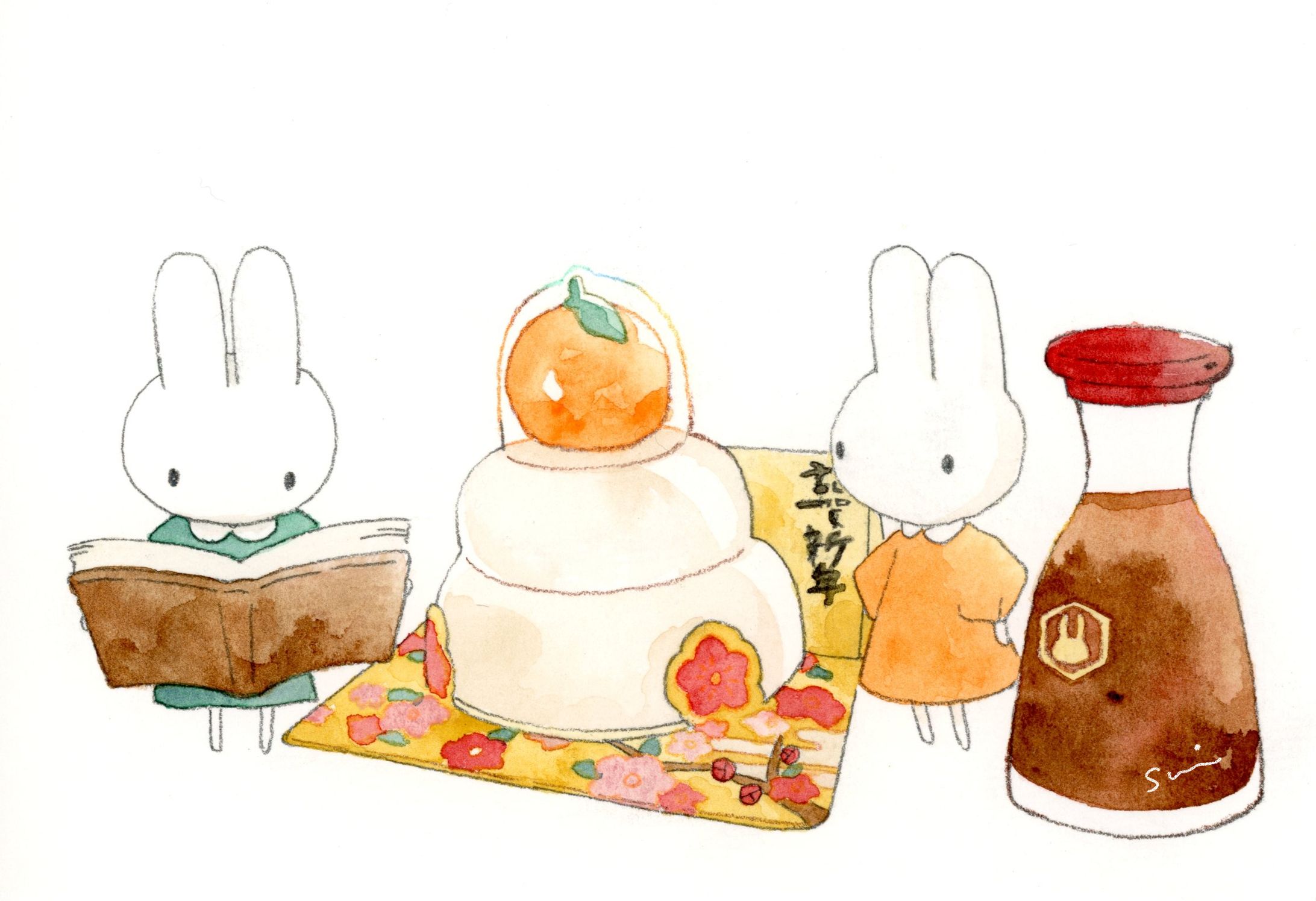 うさぎと鏡餅-1