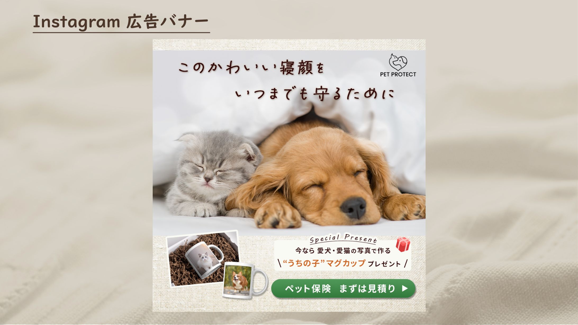 ペット保険 加入誘導バナー【共感訴求】（架空案件）-1