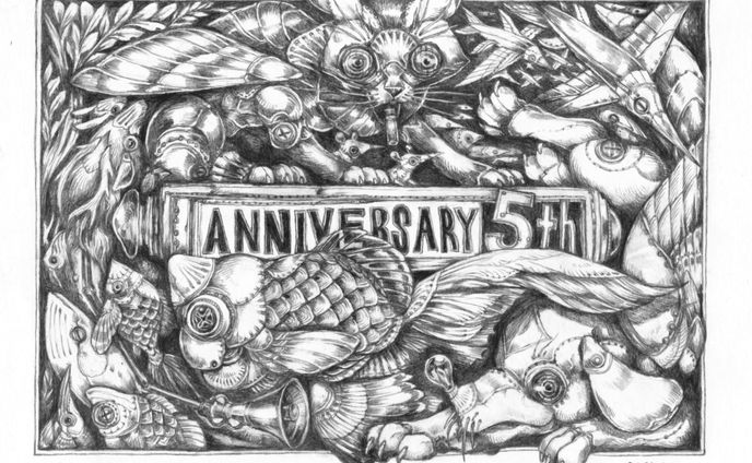 雑貨店「シュレディンガーの猫」５周年記念イラスト