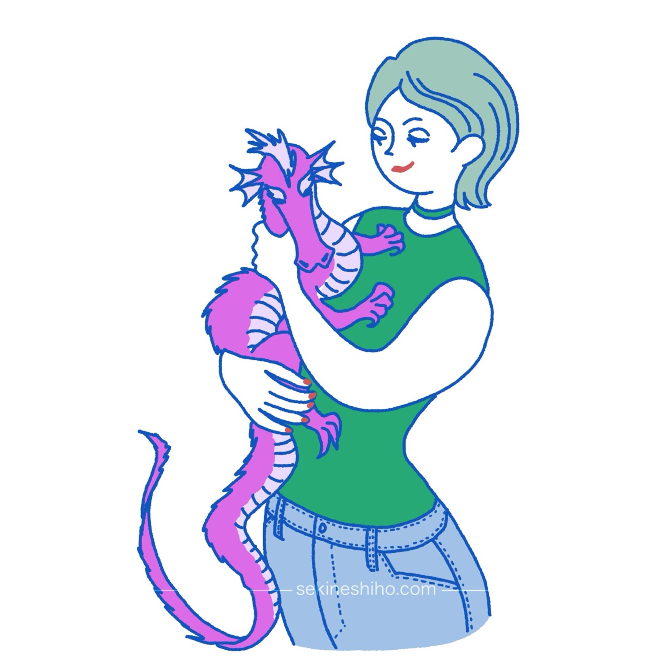 ステッカー用イラスト「ドラゴンを飼う」-1