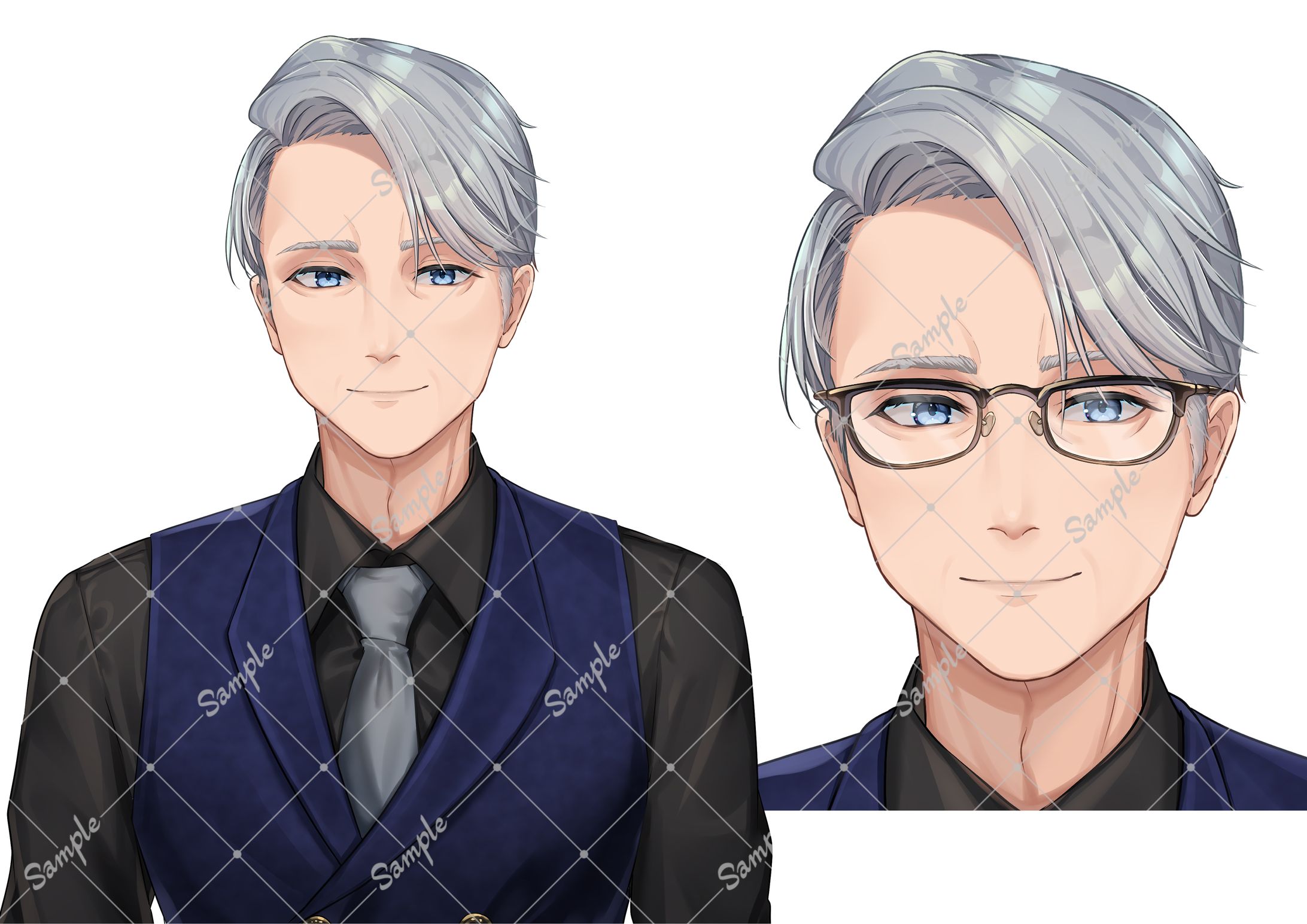 【実績紹介】バストアップイラスト/眼鏡差分-1