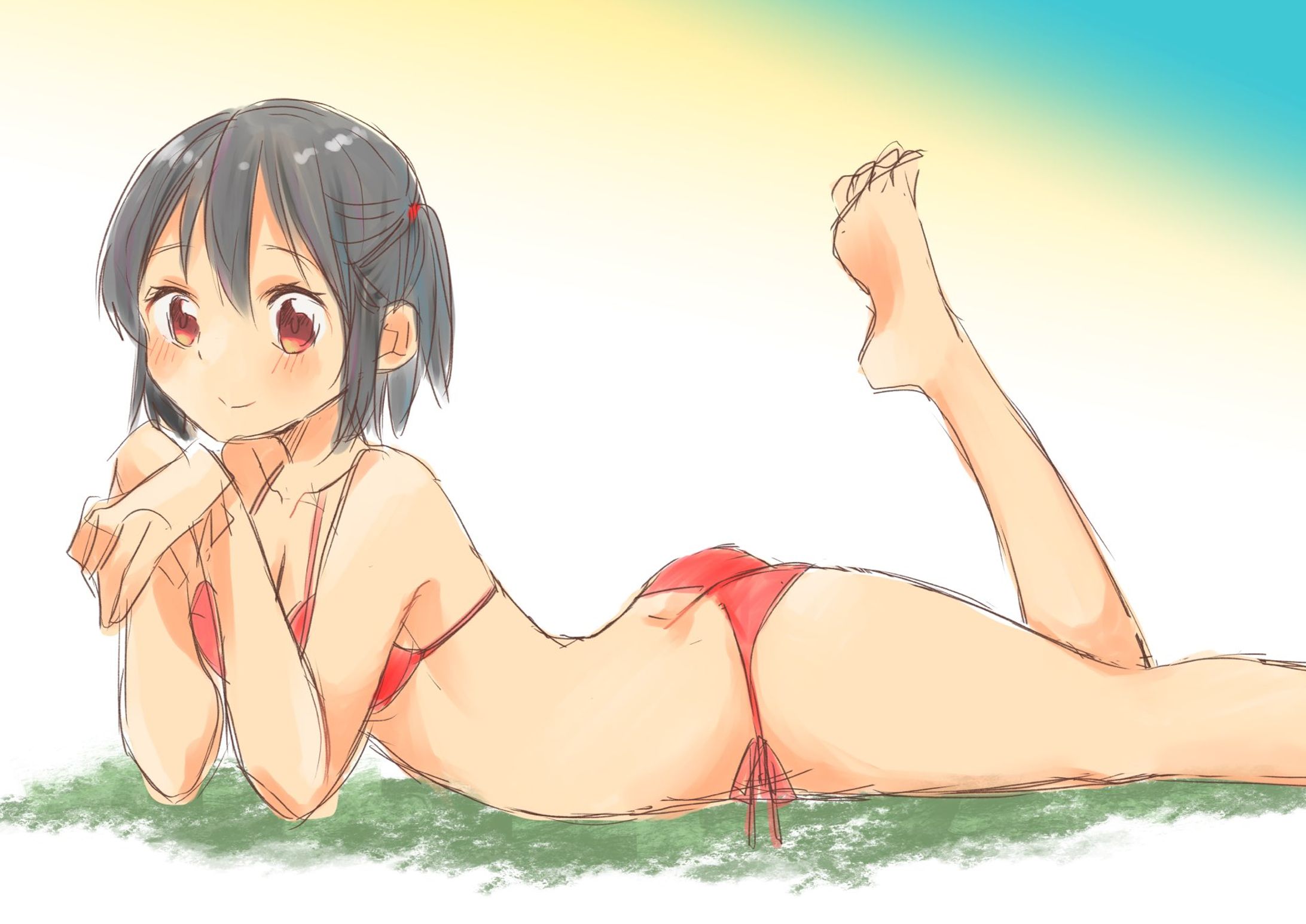 水着の少女(ラフ)-1